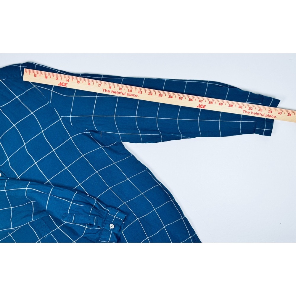 Vintage Home Napa Valley Linen Tunic XL Blue Windowpane Plaid St Helena‎ Luxury - Picture 11 of 12